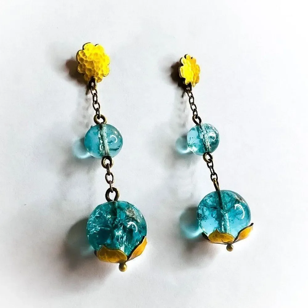 ANTIQUE- 10k Gold Art Nouveau Earrings Victorian Screwback Earrings ca.1894-5.3g